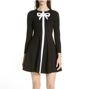 NWT Ted Baker London Gilleen Skater Black White Bow Designer Dress Size 6 ASOT